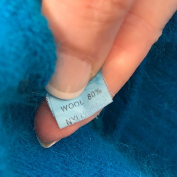 Angora Wool Big Button Short Cardigan Sz M - Picture 5 of 6